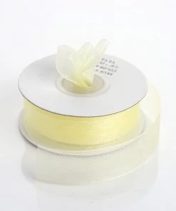 Silkflowersfactory 7/8" X 25 Yards Sheer Organza Ribbon With Mono Satin Edge - Yellow Ribbons