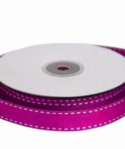 Silkflowersfactory Ribbons 5/8" X 25 Yards Stitched Grosgrain Ribbon - Fuchsia