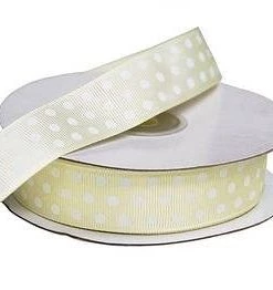 Silkflowersfactory 25 Yards 7/8" DIY Yellow Grosgrain Polka Dot Ribbon Wedding Party Dress Favor Gift Craft Decoration