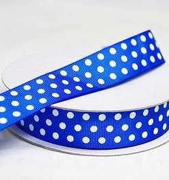 Silkflowersfactory Ribbons 25 Yards 7/8" DIY Royal Blue Grosgrain Polka Dot Ribbon Wedding Party Dress Favor Gift Craft Decoration