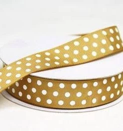 Silkflowersfactory 25 Yards 7/8" DIY Chocolate Grosgrain Polka Dot Ribbon Wedding Party Dress Favor Gift Craft Decoration