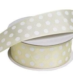 Silkflowersfactory Ribbons 25 Yards 1.5" DIY Yellow Grosgrain Polka Dot Ribbon Wedding Party Dress Favor Gift Craft