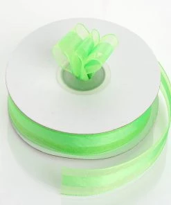 Silkflowersfactory 7/8" X 25 Yards Organza Ribbon With Satin Center - Apple Green Ribbons