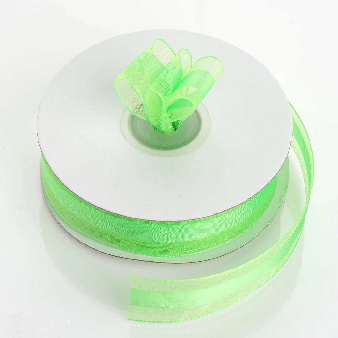 Silkflowersfactory 7/8" X 25 Yards Organza Ribbon With Satin Center - Apple Green Ribbons 4 Silkflowersfactory 7/8" X 25 Yards Organza Ribbon With Satin Center - Apple Green Ribbons
