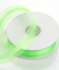 Silkflowersfactory 7/8" X 25 Yards Organza Ribbon With Satin Center - Apple Green Ribbons
