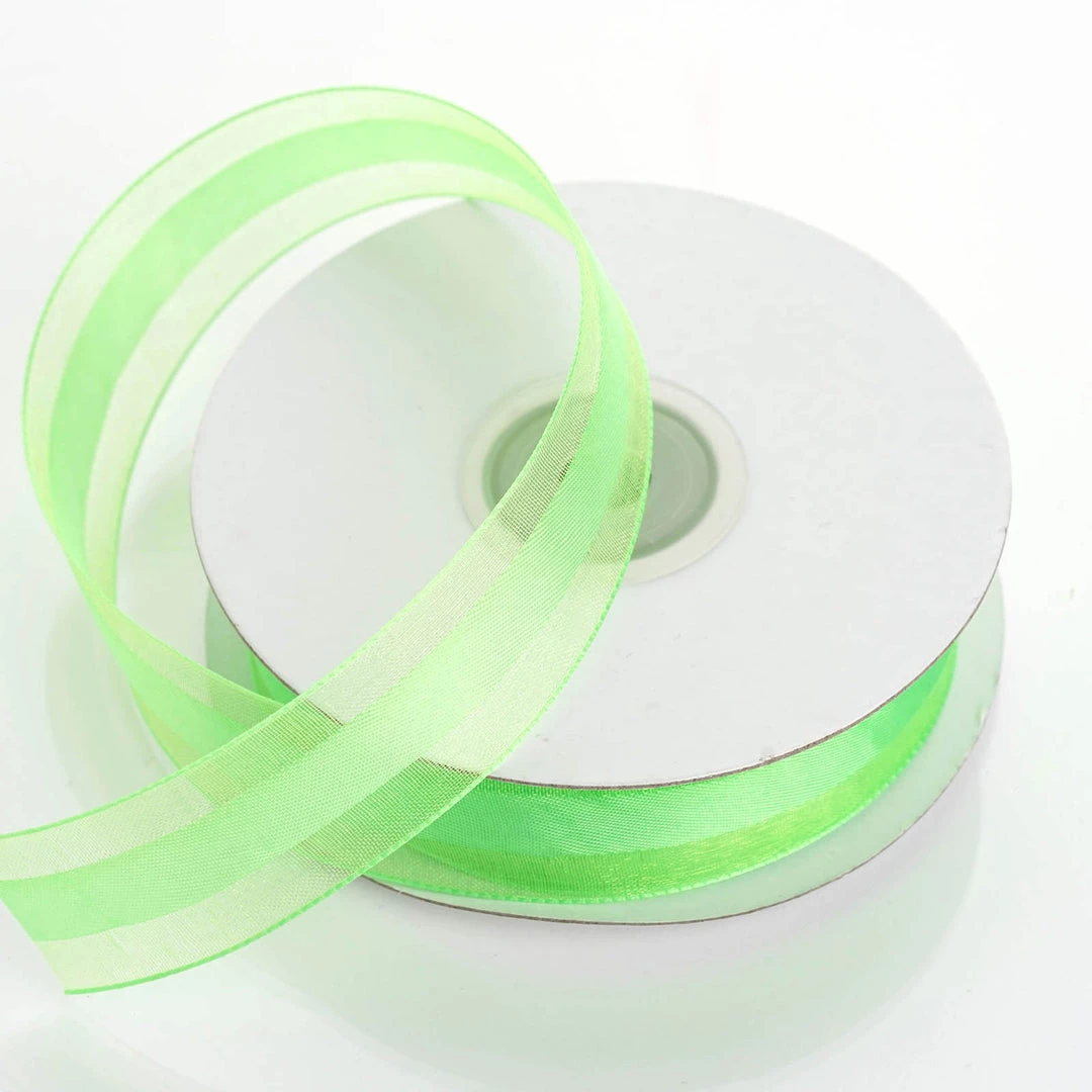 Silkflowersfactory 7/8" X 25 Yards Organza Ribbon With Satin Center - Apple Green Ribbons 3 Silkflowersfactory 7/8" X 25 Yards Organza Ribbon With Satin Center - Apple Green Ribbons