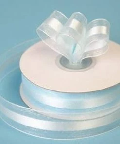 Silkflowersfactory 7/8" X 25 Yards Organza Ribbon With Satin Center - Light Blue 7 Silkflowersfactory 7/8