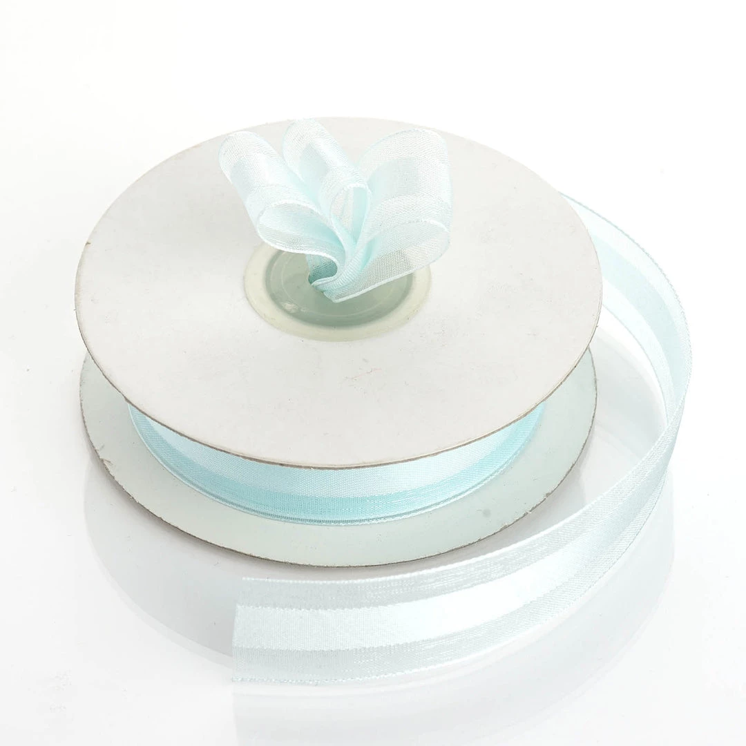 Silkflowersfactory 7/8" X 25 Yards Organza Ribbon With Satin Center - Light Blue 4 Silkflowersfactory 7/8" X 25 Yards Organza Ribbon With Satin Center - Light Blue