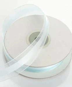 Silkflowersfactory 7/8" X 25 Yards Organza Ribbon With Satin Center - Light Blue