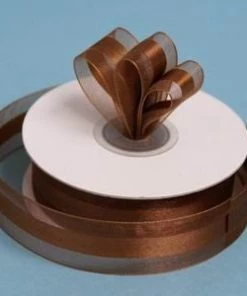 Silkflowersfactory Ribbons 7/8" X 25 Yards Organza Ribbon With Satin Center - Chocolate 7 Silkflowersfactory Ribbons 7/8