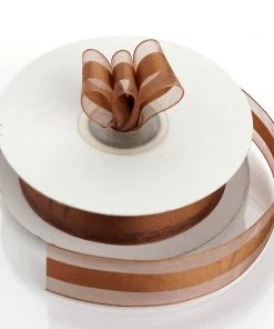 Silkflowersfactory Ribbons 7/8" X 25 Yards Organza Ribbon With Satin Center - Chocolate 6 Silkflowersfactory Ribbons 7/8