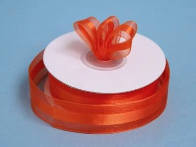 Silkflowersfactory Ribbons 7/8" X 25 Yards Organza Ribbon With Satin Center - Orange 5 Silkflowersfactory Ribbons 7/8" X 25 Yards Organza Ribbon With Satin Center - Orange