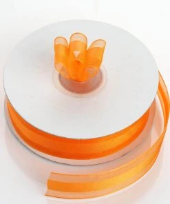 Silkflowersfactory Ribbons 7/8" X 25 Yards Organza Ribbon With Satin Center - Orange