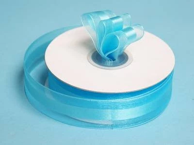 Silkflowersfactory 7/8" X 25 Yards Organza Ribbon With Satin Center - Turquoise 5 Silkflowersfactory 7/8" X 25 Yards Organza Ribbon With Satin Center - Turquoise