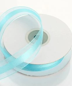 Silkflowersfactory 7/8" X 25 Yards Organza Ribbon With Satin Center - Turquoise