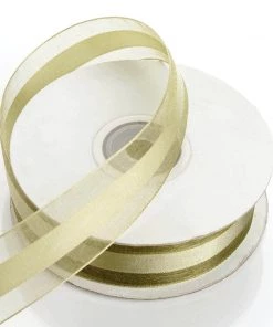 Silkflowersfactory Ribbons 7/8" X 25 Yards Organza Ribbon With Satin Center - Willow