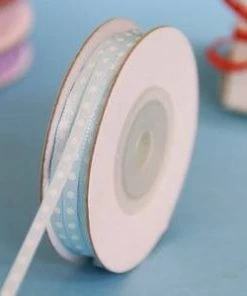 Silkflowersfactory 100 Yards 1/8" DIY Light Blue Satin Polka Dot Ribbon Wedding Party Dress Favor Gift Craft