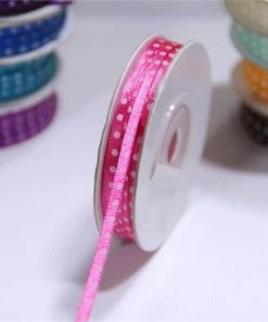 Silkflowersfactory 100 Yards 1/8" DIY Fushia Satin Polka Dot Ribbon Wedding Party Dress Favor Gift Craft Ribbons