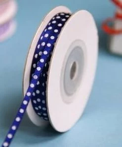 Silkflowersfactory 100 Yards 1/8" DIY Navy Blue Satin Polka Dot Ribbon Wedding Party Dress Favor Gift Craft Ribbons
