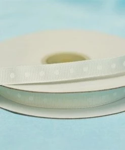 Silkflowersfactory 25 Yards 3/8" DIY Ivory Grosgrain Polka Dot Ribbon Wedding Party Dress Favor Gift Craft Decoration