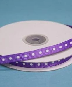 Silkflowersfactory Ribbons 25 Yards 3/8" DIY Purple Grosgrain Polka Dot Ribbon Wedding Party Dress Favor Gift Craft Decoration