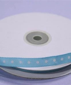 Silkflowersfactory 25 Yards 3/8" DIY Turquoise Grosgrain Polka Dot Ribbon Wedding Party Dress Favor Gift Craft Decoration Ribbons