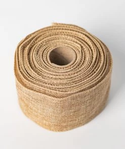 Silkflowersfactory 2.5" X 10 Yards Natural Tone Burlap Wired Ribbon