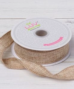 Silkflowersfactory 7/8" X 10 Yards Natural Tone Burlap Ribbon Ribbons