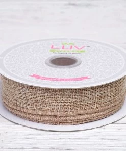 Silkflowersfactory 7/8" X 10 Yards Natural Tone Burlap Ribbon Ribbons