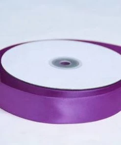 Silkflowersfactory Ribbons 1" X 50 Yards Solid Satin Ribbon - Eggplant