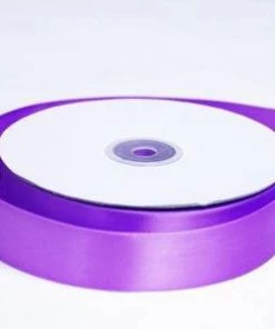 Silkflowersfactory 1" X 50 Yards Solid Satin Ribbon - Purple