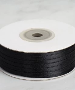 Silkflowersfactory Ribbons 1/8" X 100 Yards Solid Satin Ribbon - Black