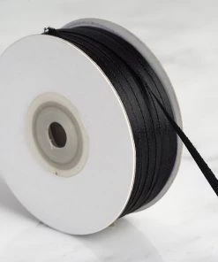 Silkflowersfactory Ribbons 1/8" X 100 Yards Solid Satin Ribbon - Black