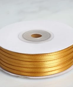 Silkflowersfactory 1/8" X 100 Yards Solid Satin Ribbon - Gold Ribbons