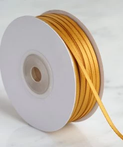 Silkflowersfactory 1/8" X 100 Yards Solid Satin Ribbon - Gold Ribbons