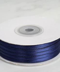 Silkflowersfactory 1/8" X 100 Yards Solid Satin Ribbon - Navy Blue