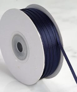 Silkflowersfactory 1/8" X 100 Yards Solid Satin Ribbon - Navy Blue