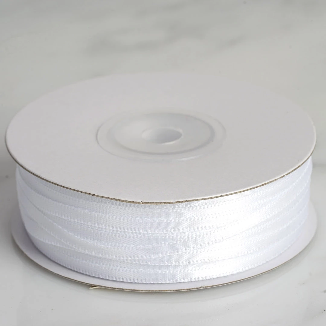 Silkflowersfactory Ribbons 1/8" X 100 Yards Solid Satin Ribbon - White 3 Silkflowersfactory Ribbons 1/8" X 100 Yards Solid Satin Ribbon - White