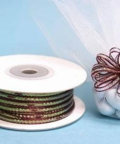 Silkflowersfactory Ribbons 1/8" X 50 Yards Pull Ribbon Bow - Burgundy