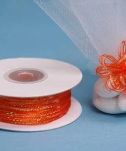 Silkflowersfactory 1/8" X 50 Yards Pull Ribbon Bow - Orange Ribbons