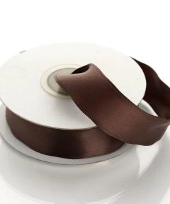 Silkflowersfactory Ribbons 7/8" X 10 Yards Wired Satin Ribbon - Chocolate