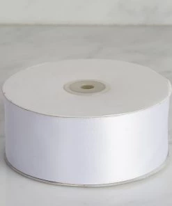 Silkflowersfactory 2" X 50 Yards Solid Satin Ribbon - White Ribbons