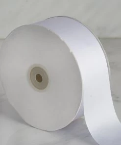 Silkflowersfactory 2" X 50 Yards Solid Satin Ribbon - White Ribbons