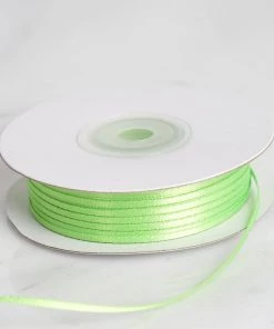 Silkflowersfactory 1/16" X 100 Yards Solid Satin Ribbon - Apple Green