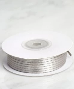 Silkflowersfactory 1/16" X 100 Yards Solid Satin Ribbon - Silver Ribbons