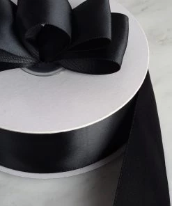 Silkflowersfactory 1.5" X 50 Yards Solid Satin Ribbon - Black Ribbons