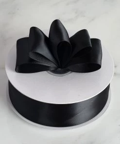 Silkflowersfactory 1.5" X 50 Yards Solid Satin Ribbon - Black Ribbons 8 Silkflowersfactory 1.5