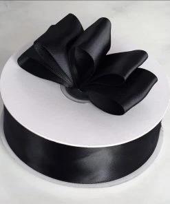 Silkflowersfactory 1.5" X 50 Yards Solid Satin Ribbon - Black Ribbons