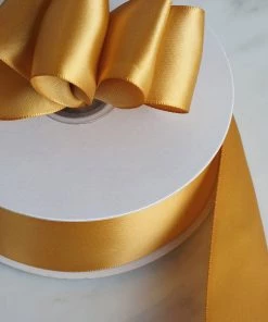Silkflowersfactory Ribbons 1.5" X 50 Yards Solid Satin Ribbon - Gold