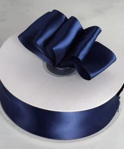 Silkflowersfactory 1.5" X 50 Yards Solid Satin Ribbon - Navy Blue
